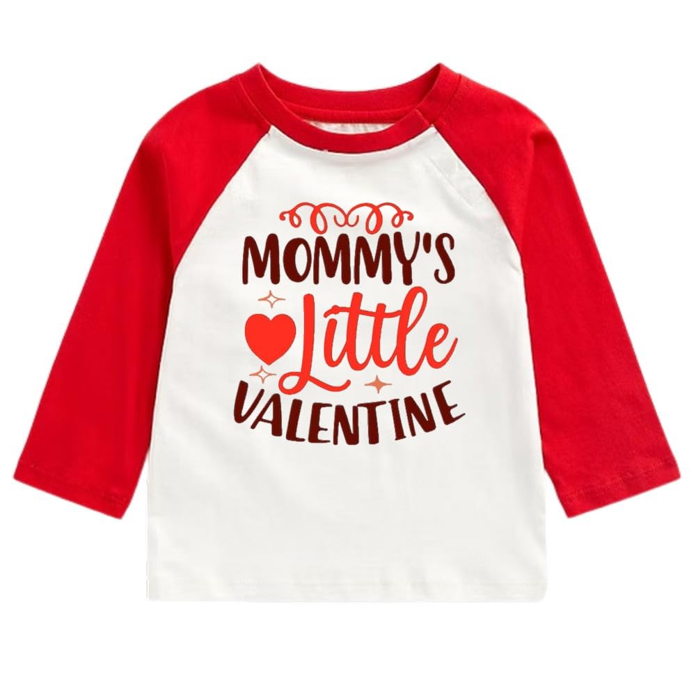 Printmate Cotton RedWhite Multicolor Full Sleeve Kids Tees Mommy Is My Valentine TShirt For Baby Boys And Girls D35