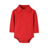 Teach Leanbh Infant Baby Polo Bodysuit Cotton Long Sleeve Pure Color Shirt 3-24 Months (6 Months, Red)