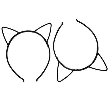 Xima 12Pcs Black Cat Ears Headband Cute Abs Plastic Girls Head Band For Children Accessories (Black-Cat Ear)
