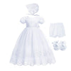 Bow Dream Baby Girls Christening Baptism Dress Formal Party Special Occasion Dresses For Toddler 4Pcs White 6-12 Months