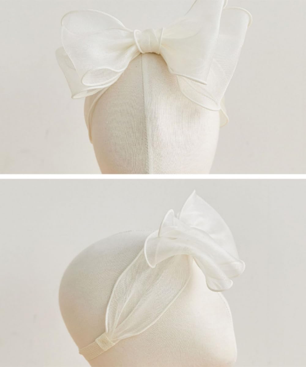 Asphinien Lace Big Bow Baby Girls Headband Floral Hair Band Toddlers Newborn Infants Christening Baptism Party Hair Accessories