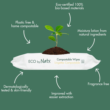 Eco By Naty Baby Wipes Unscented - 100% Compostable And Plant-Based Wipes, Good For Babies And Newborn Sensitive Skin (168 Count