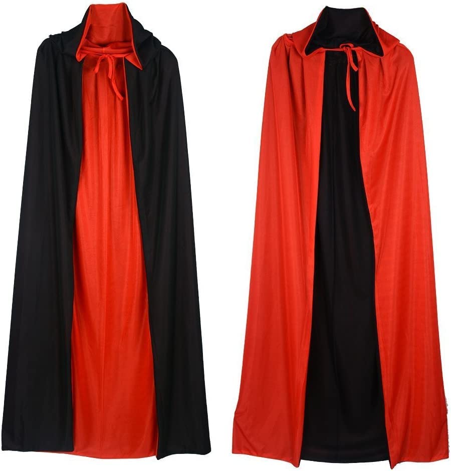 Gardeningwill Double Face 55' Red Black Hooded Halloween Easter Christmas Cloak Goth Vampire Priate Cape