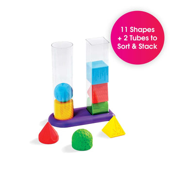 Edushape Baby Stacking Toys, 11 PC Set - Geostacker Toddler Stacking Toy for STEM Educational Learning - Colorful Baby Stacking