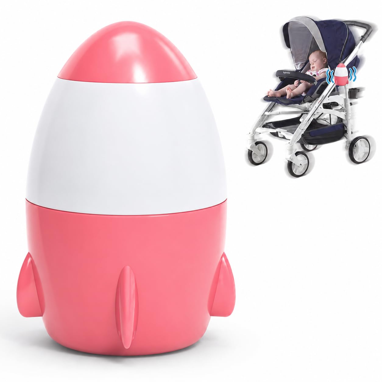TUWEIPAIKE Rechargeable Portable Baby Stroller Rocker, Hands-Free Vibrating Soother with 5-Speed Adjustment and 40-Minute Timer,