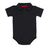 Teach Leanbh Baby Boys Pure Color Cotton Short Long Sleeve Polo Bodysuit 3-24 Months (Black, 24 Months)