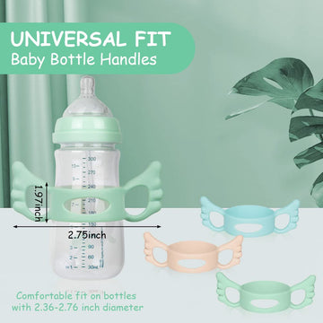 Silicone Baby Bottle Handles, 3Pcs Bottle Handles For 2.36-2.76' Wide-Neck Bottles, Baby Bottle Handles Has Easy Grip Handles,