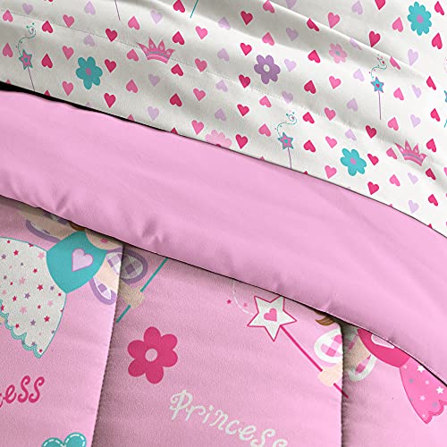 Dream Factory Magical Princess 4 Piece Bedding Set, Toddler, Pink,2A74630Jmu