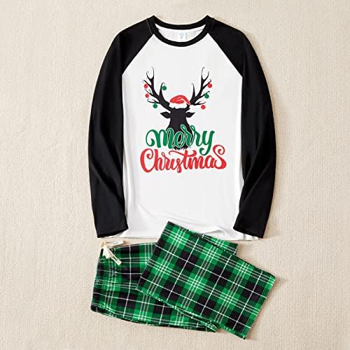Iffei Matching Family Pajamas Sets Christmas Pj'S Merry Christmas Reindeer Print Top And Plaid Bottom Sleepwear Jammies 9-12Mont