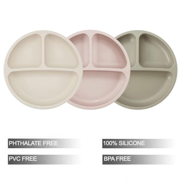 Pandaear 9 Pcs Toddler Plates And Utensils Set, 3 Pack Suction Plates For Toddler With 3 Spoons 3 Forks, Silicone Baby Feeding S