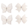 Double Layer Pearl Hair Bows For Girls, White Butterfly Flower Alligator Hair Bow Clip Wedding Rhinestone Hair Accessories For B