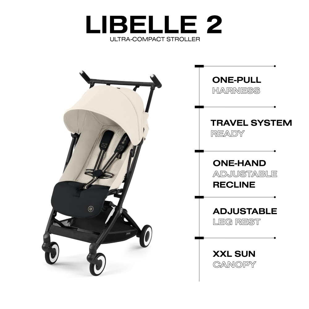 Cybex Libelle 2 Travel Pockit Baby Stroller - Lightweight Carry-On Travel Stroller For Airplane With One-Hand Recline, Compatibl
