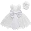 Lzh Baby Girls Lace Embroidery Dress Bowknot Party Dress Bridesmaid Wedding Gown With Headwear A-White