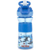 Nuby Thirsty Kids Push Button Flip-It Soft Spout On The Go Water Bottle With Easy Grip Band, Blue Sharks, 12 Oz