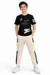 Trampoline Boys TShirt & Cargo Jogger Set | Cotton Blend Printed Tee with Cargo Pattern 4 Pocket Pants | Stylish Casual Kids Ou
