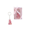 Lunaura Baby Keepsake - Set Of 12 'Girl' Teddy Bear Sitting On Baby Blocks Key Chain Favors - Pink