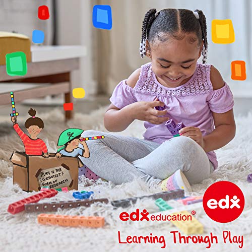 edxeducation Linking Cubes - Set of 100 - Connecting and Counting Snap Blocks for Construction and Early Math - For Preschool an