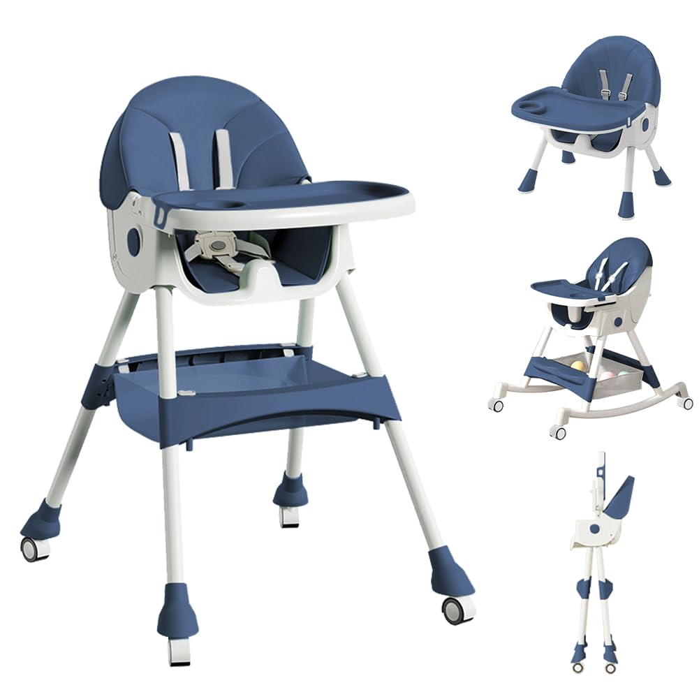 High Chairs for Babies and Toddlers, 4 in 1 Convertible Baby High Chair, Portable High Chair for Travel with Adjustable Height a