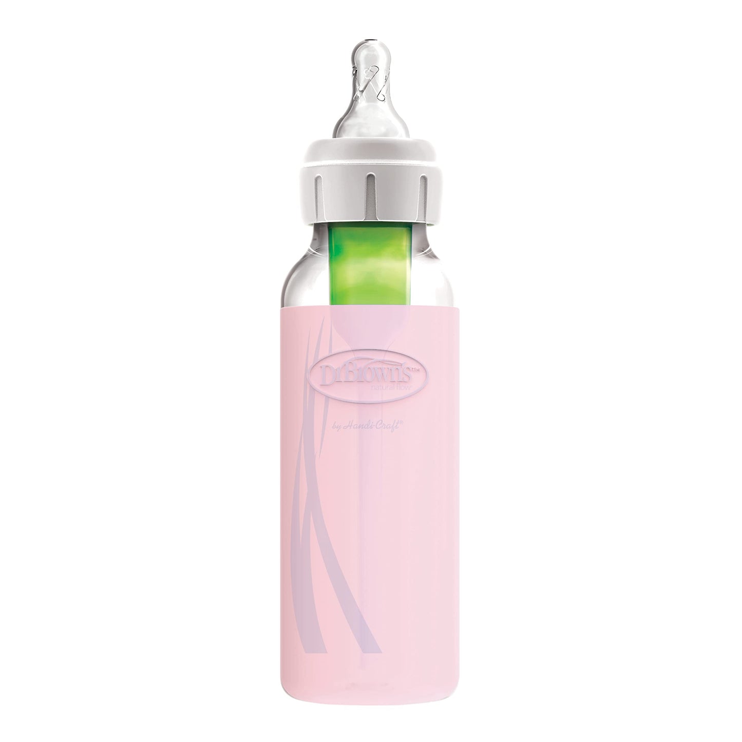 Dr. Browns Options+ Narrow Glass Bottle Sleeve, 100% Silicone, Pink, BPA-Free, 8 oz, 1-Pack
