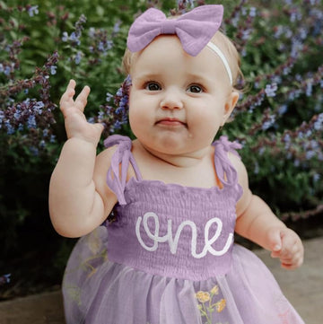 Titkkop Baby Girl 1St Birthday Clothes One Year Old Tulle Romper Sleeveless Bodysuit Cake Smash Outfits(Purple2,9-12M)