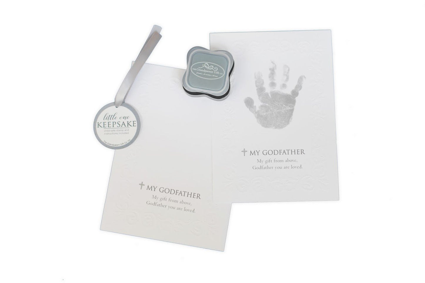 The Grandparent Gift Godfather Godchild Handprint Frame, Grey