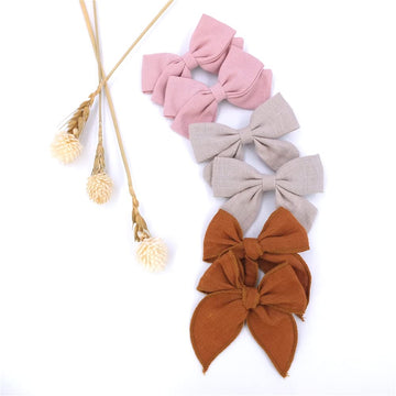 12 Pcs Linen Bow Hair Clips For Baby Girls Toddler Kids Hair Bows Alligator Clips In Fringe Bangs Accessories (Assorted A)