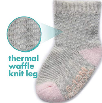 Fruit Of The Loom Baby 6-Pack All Weather Crew-Length Socks, Mesh & Thermal Stretch - Unisex, Girls, Boys (12-24 Months, Pink)