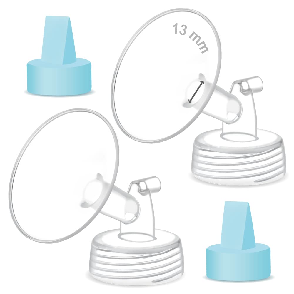Maymom Pump Part Compatible with Spectra Ameda Luna Pumps, Incl Wide-Mouth 13mm Flange Blue Duckbill Valve; Not Original Spectra