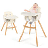 Honey Joy High Chair, 3-In-1 Eat & Grow Wooden Highchair/Booster Seat/Toddler Chair With Removable Tray, 5-Point Harness, Pu Cus