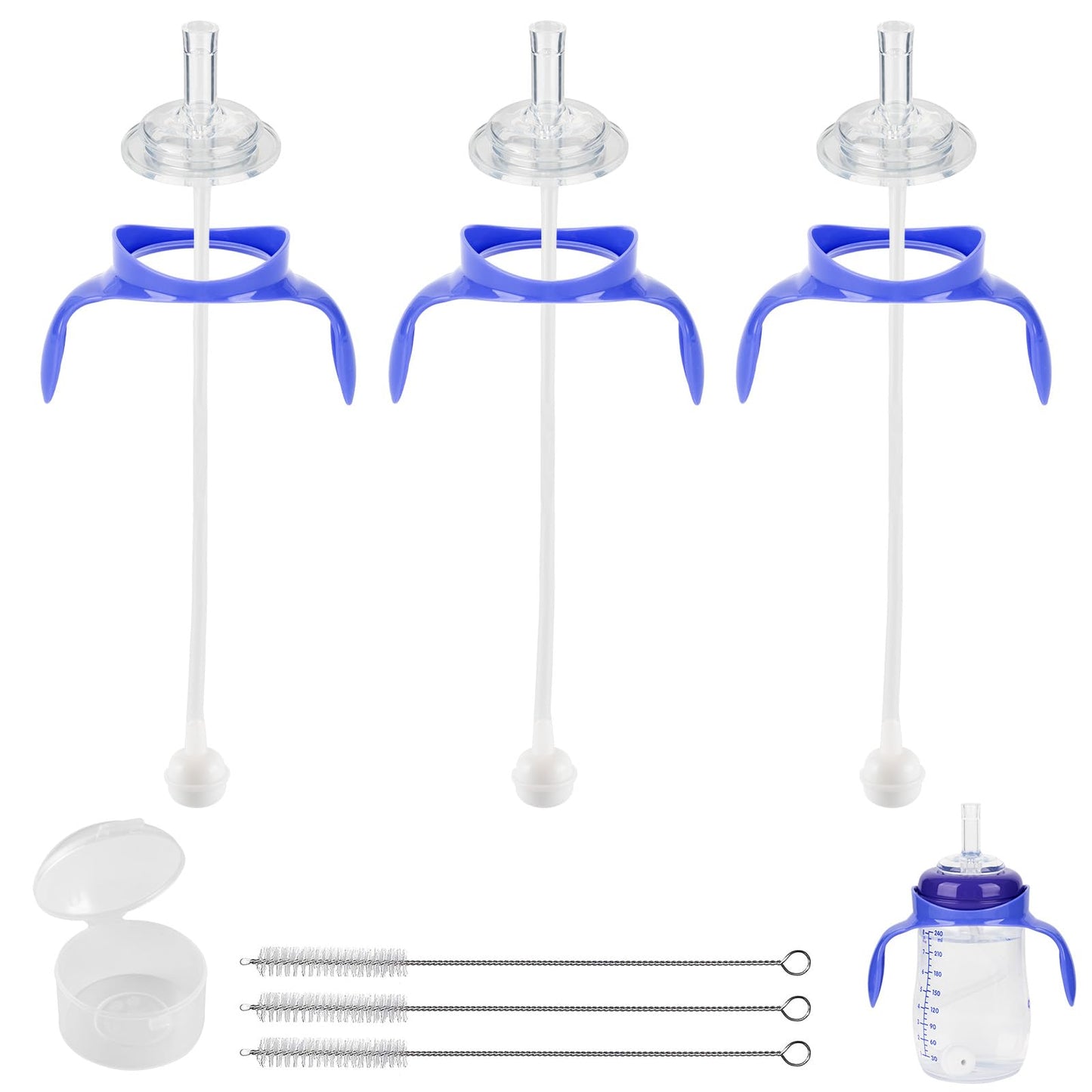 Straw Cup Soft Spout Conversion Kit for Lansinoh Baby Bottle, Toddler Transition Kit with Silicone Straw Top Nipple, Weighted St