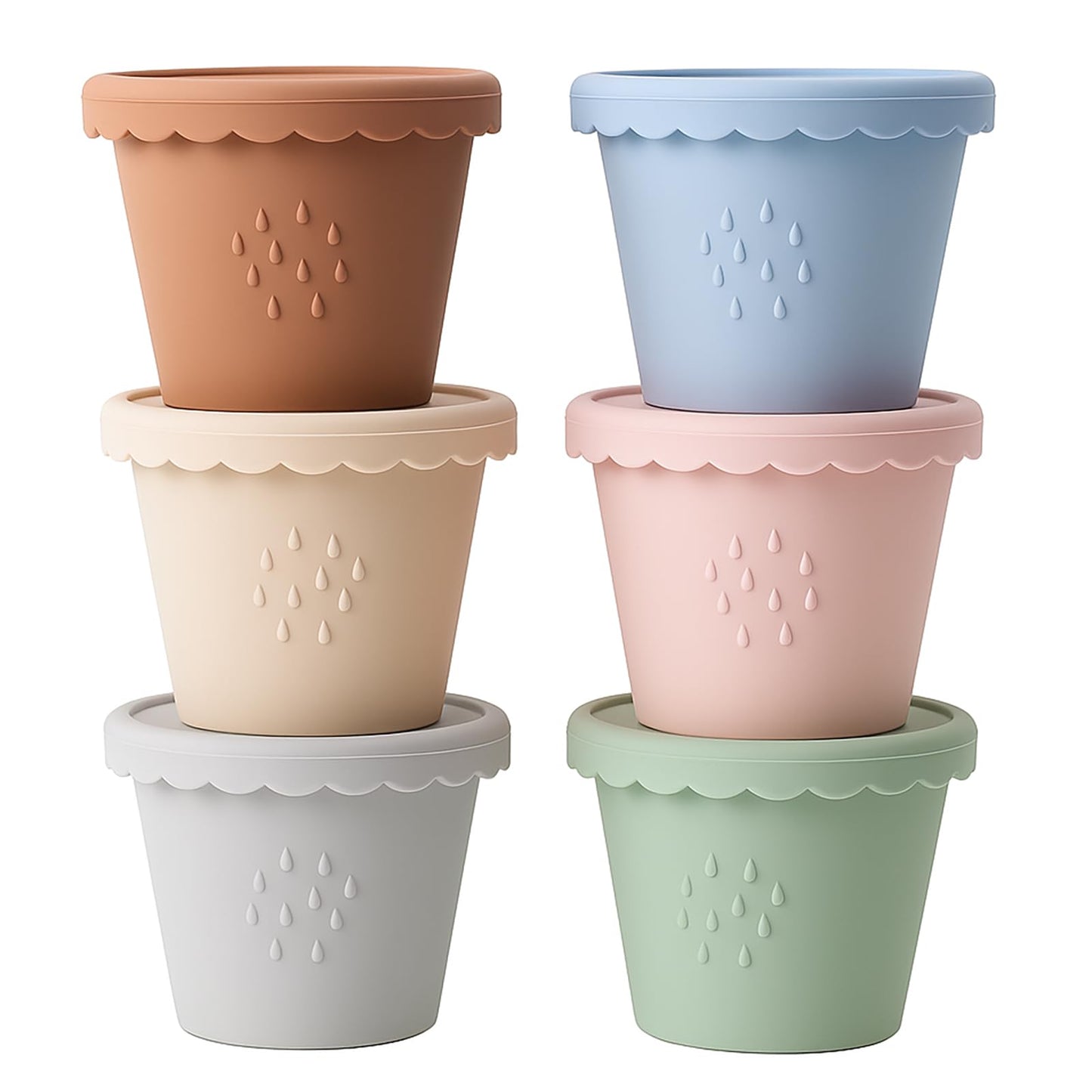 Silicone Baby Food Containers 6 Pack 4oz Baby Food Storage Set, Airtight Leak Proof Baby Feeding Cups, Freezer & Microwave Safe,