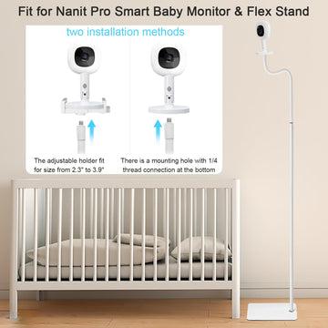 Bfytn Baby Monitor Floor Holder Stand Mount & Clamp For Baby Monitor Camera With 1/4 Screw Hole,Compatible With Nanit Pro Smart