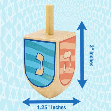 The Dreidel Company Let'S Play The Hanukkah Game 2 Multi Colored Extra Large Hand Painted Wood Dreidels (Style 3, Pack Of 4)