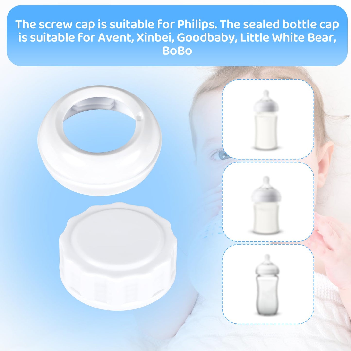 6Pcs Replacement Baby Bottle Nipple Ring Collars, Bottle Nipple Collars Rings Screw Caps Lids Baby Feeding Accessories Parts Bab