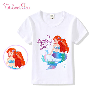 Mermaid Outfit Set - Shirt, Rainbow Tutu Dress, Satin Sash, Headband - Birthday Gifts For Girls Costume (Rainbow Mermaid 2, 8 Ye