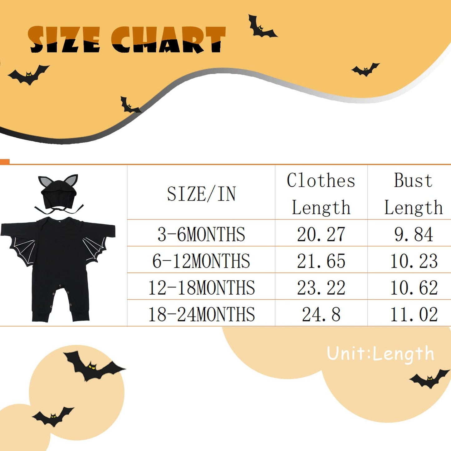 Waghaw Baby Bat Costume 3-6 Months Bat Costume Baby Baby Girl Bat Costume Toddler Bat Costume Boy Bat Onesie Baby (3-6 Months, B