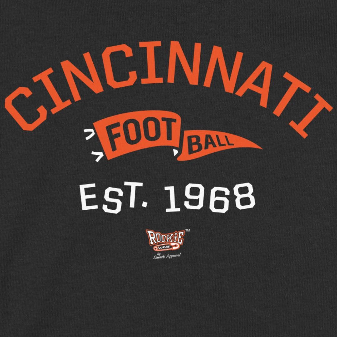 Retro Pennant Baby Apparel For Cincinnati Football Fans (Nb-7T) (Black Toddler Tee, 2T)
