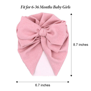 Jiahang Baby Girl Velvet Big Hair Bow Turban Hat Oversized Bowknot Head Wrap Beanie India Cap Warm For Infant Toddlers 6Pcs(Bowk