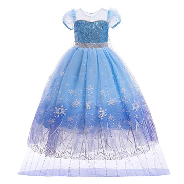 Rexreii Girls Frozen Elsa Princess Sequins Dress Halloween Costume Christmas Birthday Evening Party Ball Gown W/Accessories 7-8T