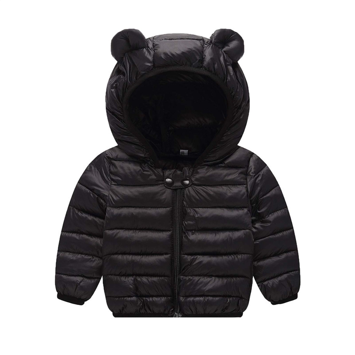 JunNeng Toddler Winter Coat Baby Puffer Jacket, Boy Hooded Dinosaur Coat, Black 12-18 Months