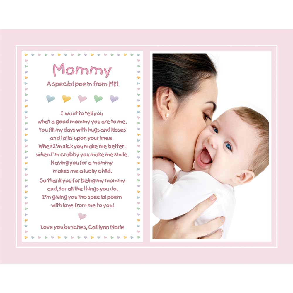 Mommy Gift From Daughter, Baby, Toddler, A Special Poem From Me, 8X10 Inch Print Personalized With Name And Photo
