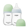 Yanyoyo Natural Glass Baby Bottle Wide Neck, Anti-Colic Baby Bottle, Clear, 5.4Oz(Pack Of 2), Includes 2Pcs Natural Response Nip