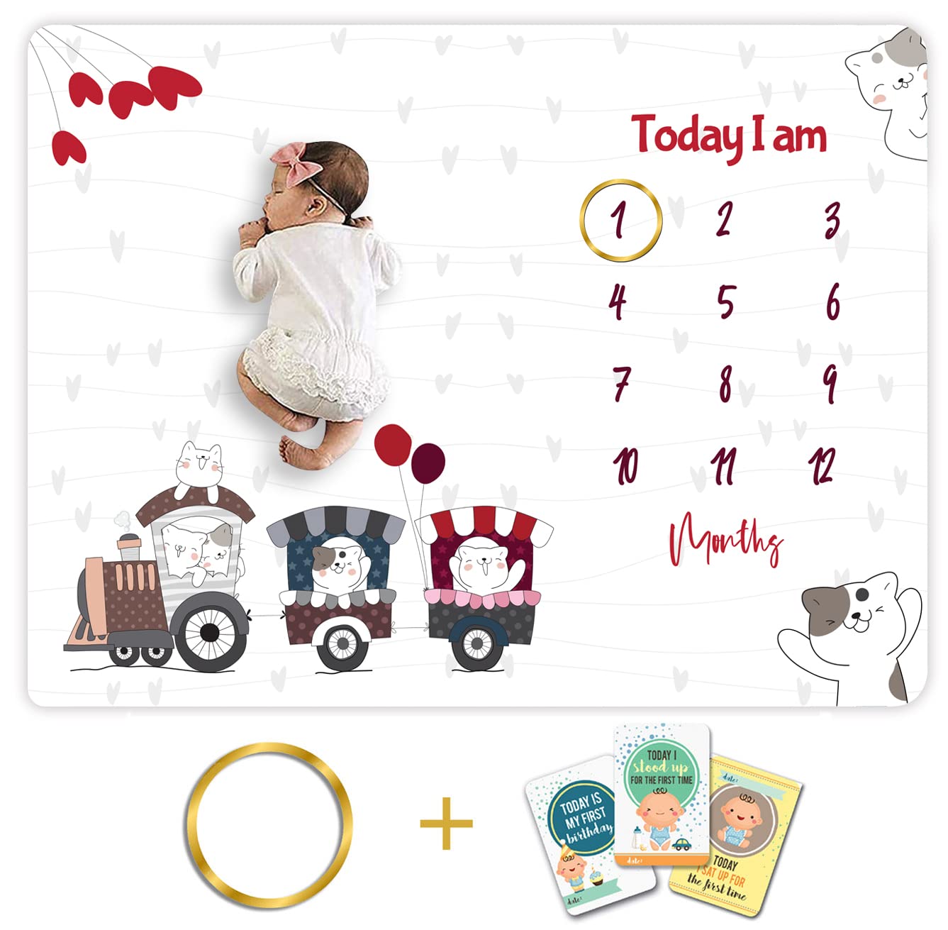 Novo Baby Milestone Blanket & Props For BabyS |1 To 12 Months Prop |Ac Room Blanket For Summer | Newborn Baby Blanket | Infants