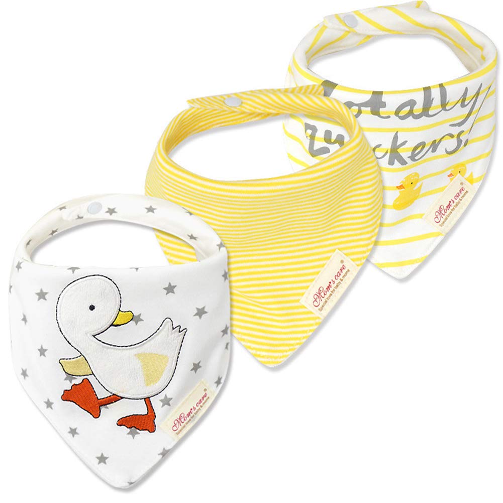 Jn&Lulu 3 Pack Newborn Baby Bibs Bandana Drool Bibs For Drooling Cotton Baby Gifts (Star Duck)