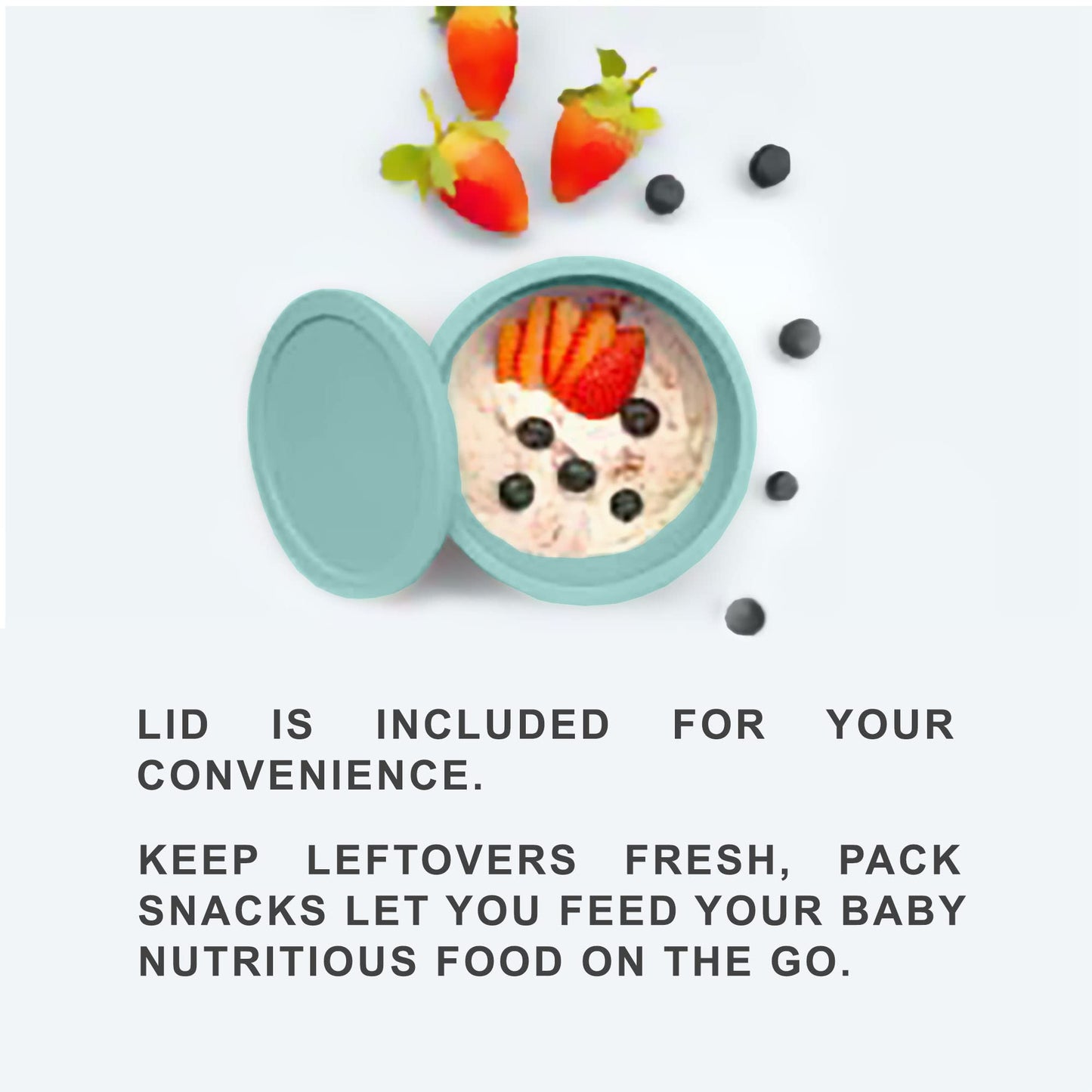 Octopod Silicone Baby Suction Bowl With Lid - Toddler & Baby Bowls, Baby Food Containers, Spill Proof Bowls For Toddlers, Suctio