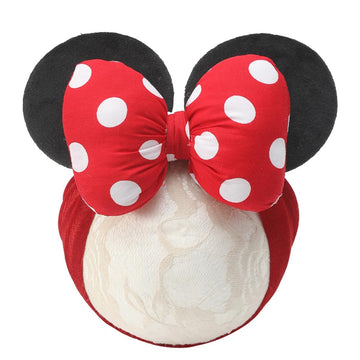 Jiahang Baby Girl Mouse Ears Headwrap With 3D Polka Dot Bow, Wide Velvet Turban Hairband, Fashion Hair Bow Headband For Toddler,