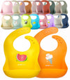 YMCF Products 2-Pack Waterproof Silicone Baby Bib Lightweight Comfortable Easy-Wipe Clean (Orange/Yellow, Small)