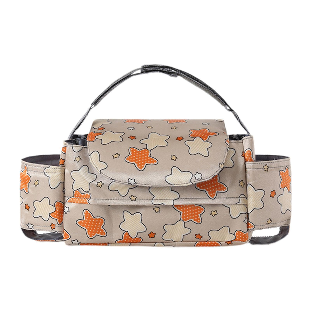 SNAPPSY Baby Stroller Organizer Portable Stroller Travel Bag for Outdoor Toys Diaper Khaki Stars