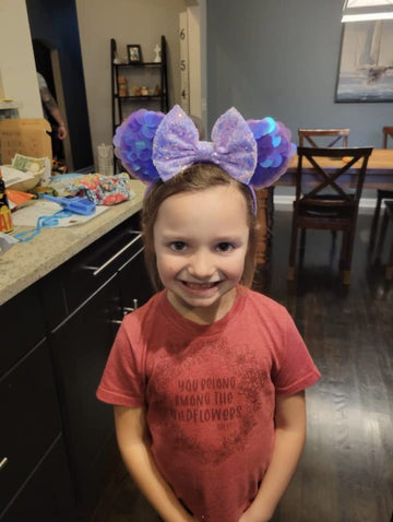 Clgift Ariel Minnie Ears,Pick Your Color, Little Mermaid Minnie Ears, Silver Gold Blue Minnie Ears, Rainbow Sparkle Mouse Ears,C