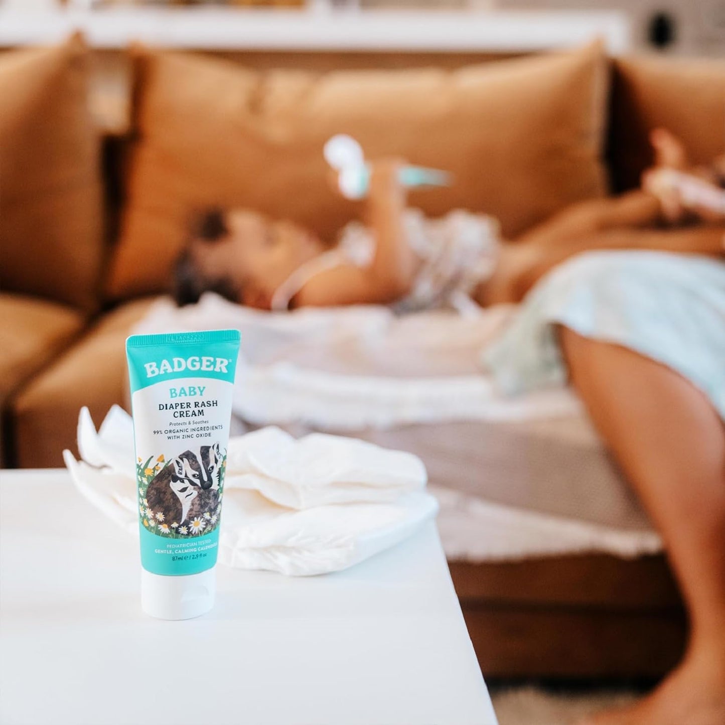 Badger Diaper Cream, 99% Organic Diaper Rash Cream For Baby, Zinc Oxide Ointment W/Soothing Calendula Cream For Sensitive Baby S